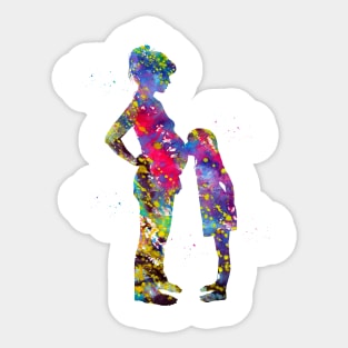 Pregnant mom with daughter Sticker